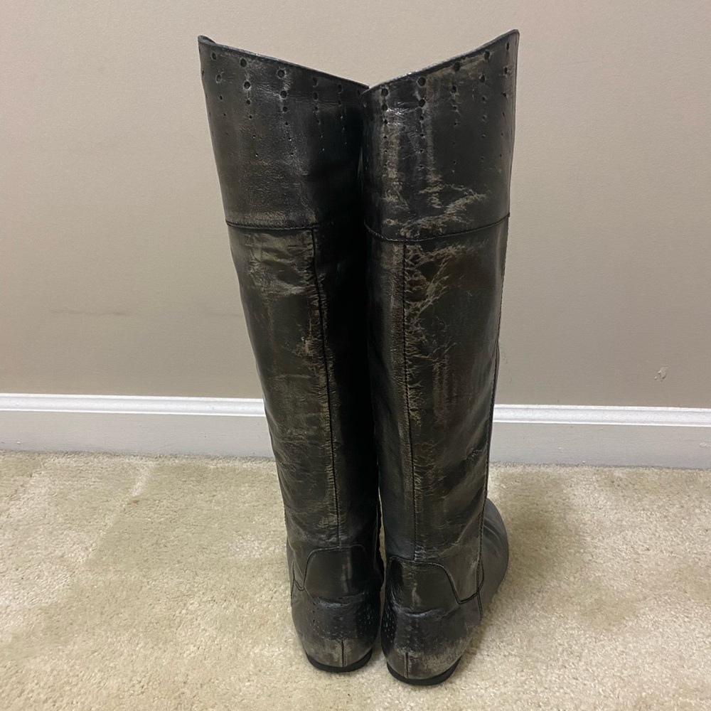 Steven by Steve Madden Sander Gunmetal Leather Knee High Riding Boots. Size 8. - Picture 3 of 5